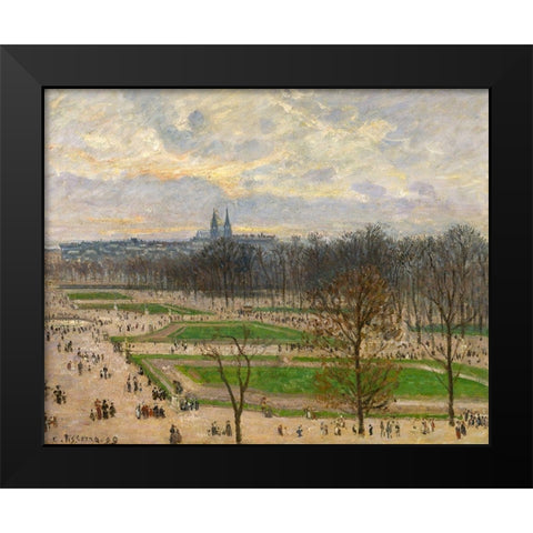 The Garden of the Tuileries on a Winter Afternoon Black Modern Wood Framed Art Print by Pissarro, Camille