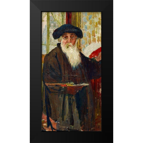 Self Portrait Black Modern Wood Framed Art Print by Pissarro, Camille