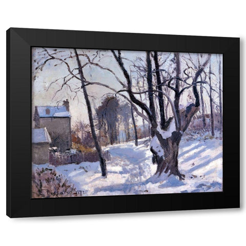 Winter Landscape in Loiveciennes Black Modern Wood Framed Art Print by Pissarro, Camille