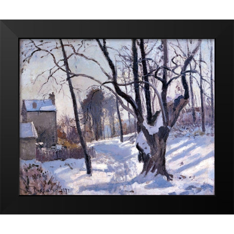 Winter Landscape in Loiveciennes Black Modern Wood Framed Art Print by Pissarro, Camille
