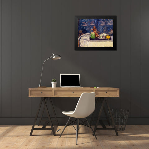 Still Life with a Coffeepot Black Modern Wood Framed Art Print by Pissarro, Camille