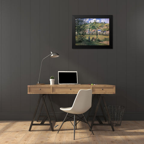 Landscape at Chaponval Black Modern Wood Framed Art Print by Pissarro, Camille
