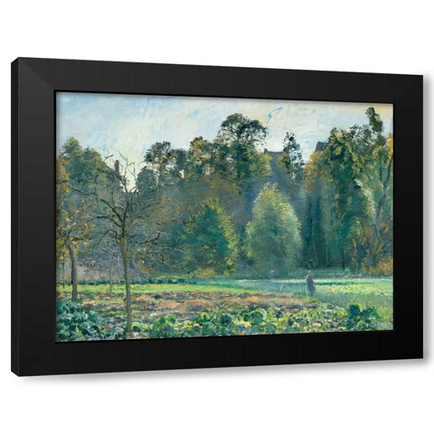 The Cabbage Field, Pontoise Black Modern Wood Framed Art Print by Pissarro, Camille