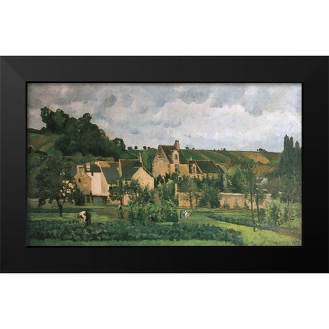 The Hermitage in Pontoise Black Modern Wood Framed Art Print by Pissarro, Camille