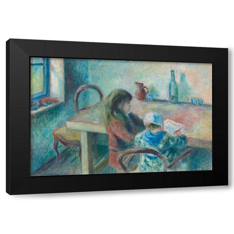 The Children Black Modern Wood Framed Art Print by Pissarro, Camille