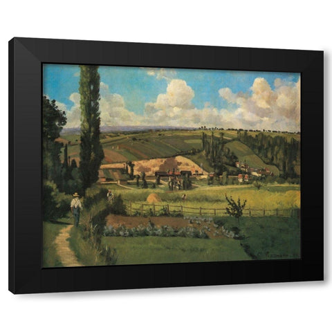 Landscape at Les Patis, Pontoise Black Modern Wood Framed Art Print by Pissarro, Camille
