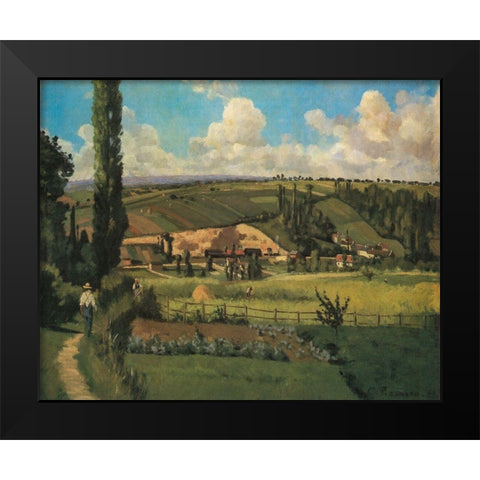Landscape at Les Patis, Pontoise Black Modern Wood Framed Art Print by Pissarro, Camille