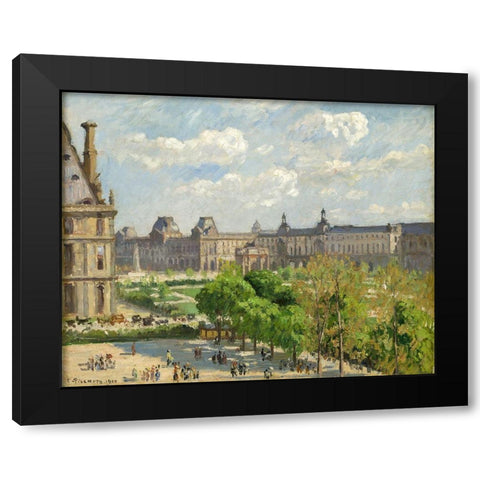 Place du Carrousel, Paris Black Modern Wood Framed Art Print by Pissarro, Camille