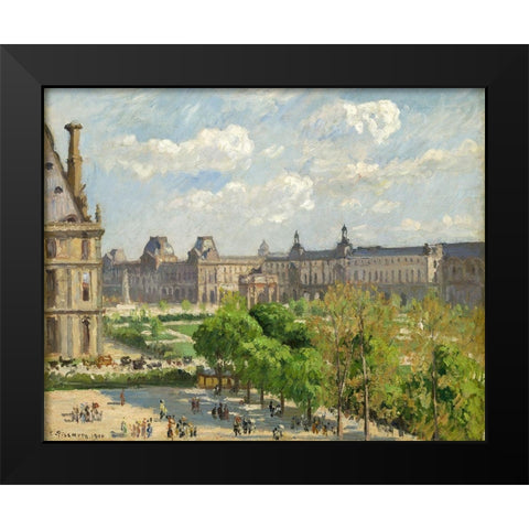 Place du Carrousel, Paris Black Modern Wood Framed Art Print by Pissarro, Camille