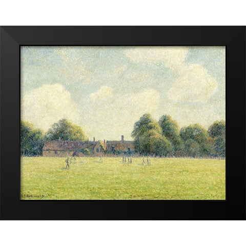 Hampton Court Green Black Modern Wood Framed Art Print by Pissarro, Camille