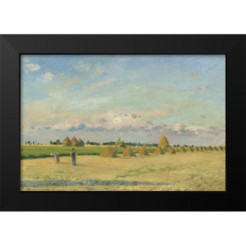 Landscape, Ile-de-France Black Modern Wood Framed Art Print by Pissarro, Camille