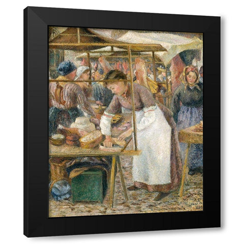 The Pork Butcher Black Modern Wood Framed Art Print by Pissarro, Camille