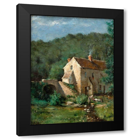The Old Mill Black Modern Wood Framed Art Print with Double Matting by Weir, J Alden