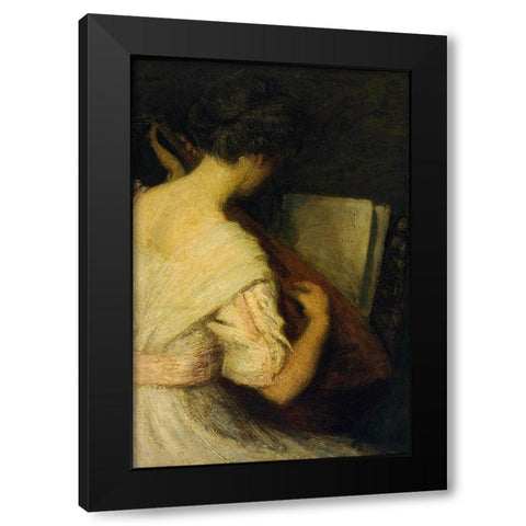 The Lute Player Black Modern Wood Framed Art Print with Double Matting by Weir, J Alden