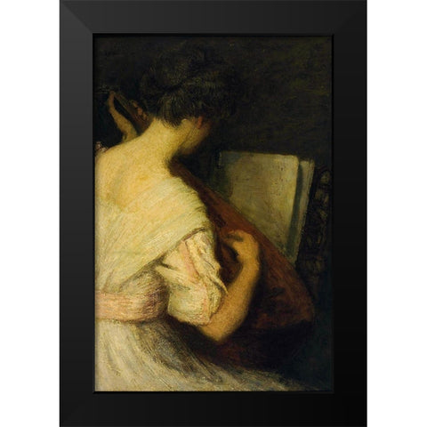 The Lute Player Black Modern Wood Framed Art Print by Weir, J Alden