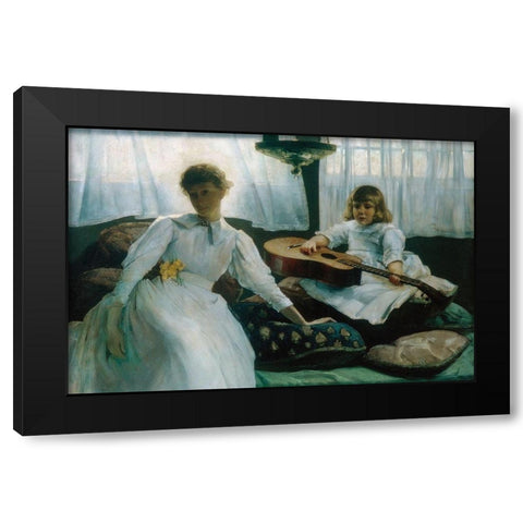 Idle Hours Black Modern Wood Framed Art Print by Weir, J Alden