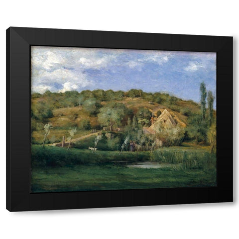 A French Homestead Black Modern Wood Framed Art Print with Double Matting by Weir, J Alden
