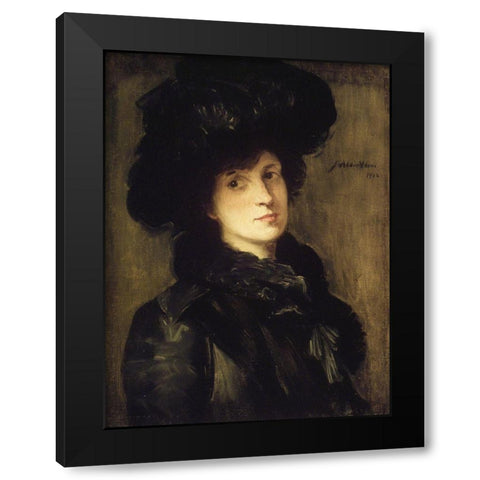 Girl in Black Black Modern Wood Framed Art Print with Double Matting by Weir, J Alden