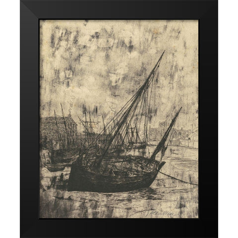 Boats at Peel Isle of Man Black Modern Wood Framed Art Print by Weir, J Alden