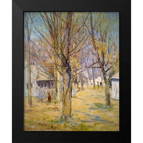 Connecticut Village-Going to School Black Modern Wood Framed Art Print by Weir, J Alden
