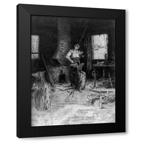 The blacksmiths shop Black Modern Wood Framed Art Print by Weir, J Alden