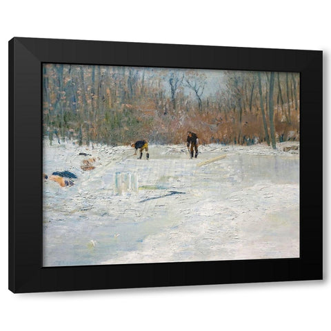 The Ice Cutters Black Modern Wood Framed Art Print by Weir, J Alden
