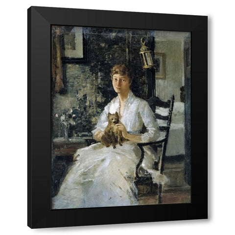 Portrait of a Lady with a Dog-Anna Baker Weir Black Modern Wood Framed Art Print with Double Matting by Weir, J Alden