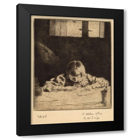 The Little Student Black Modern Wood Framed Art Print with Double Matting by Weir, J Alden