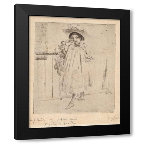 Young Girl with Large Hat Black Modern Wood Framed Art Print with Double Matting by Weir, J Alden