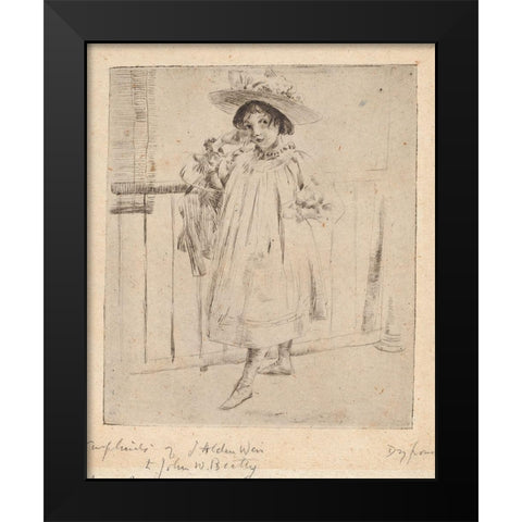 Young Girl with Large Hat Black Modern Wood Framed Art Print by Weir, J Alden