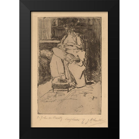 Mother and Child Black Modern Wood Framed Art Print by Weir, J Alden