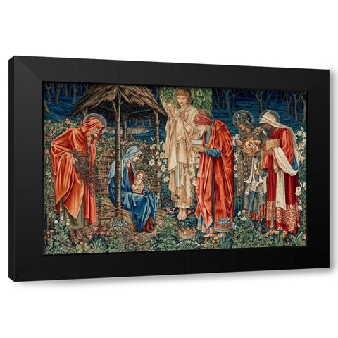 A Tapestry of The Adoration of the Magi Black Modern Wood Framed Art Print with Double Matting by Burne-Jones, Edward