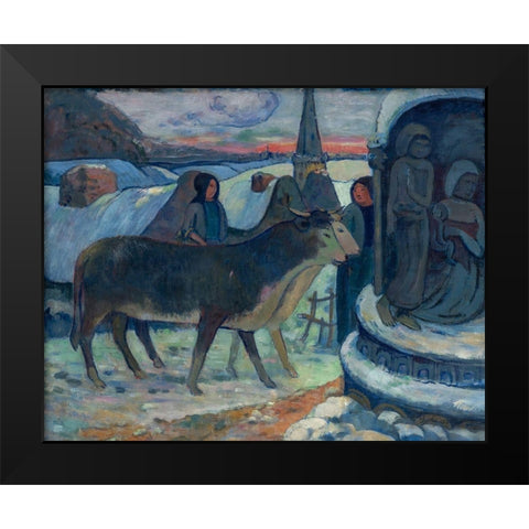 Christmas Night, The Blessing of the Oxen Black Modern Wood Framed Art Print by Gauguin, Paul