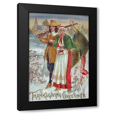 Thanksgiving Greetings Black Modern Wood Framed Art Print with Double Matting by Missouri History Museum