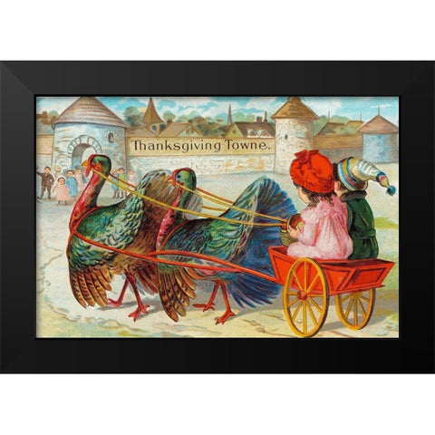 Thanksgiving Towne. We are a comin Black Modern Wood Framed Art Print by Missouri History Museum