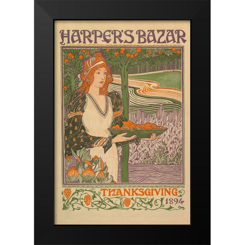 Thanksgiving 1894 Black Modern Wood Framed Art Print by Harper''s Bazar