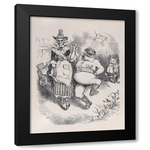 A Merry Christmas Black Modern Wood Framed Art Print with Double Matting by Nast, Thomas