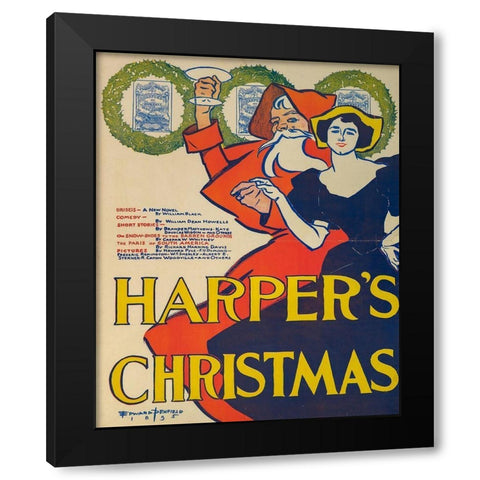 Harpers Christmas 1895 Black Modern Wood Framed Art Print with Double Matting by Penfield, Edward