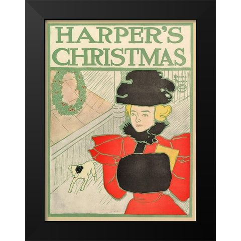 Harpers Christmas 1896 Black Modern Wood Framed Art Print by Penfield, Edward