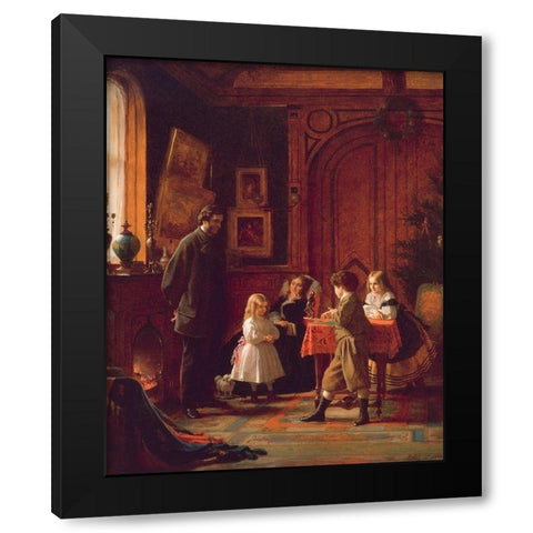 Christmas Time, The Blodgett Family Black Modern Wood Framed Art Print with Double Matting by Johnson, Eastman