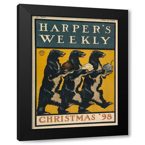 Harpers Weekly Christmas 1898 Black Modern Wood Framed Art Print by Penfield, Edward