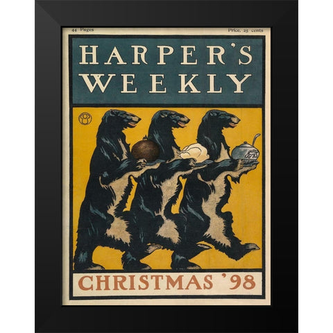 Harpers Weekly Christmas 1898 Black Modern Wood Framed Art Print by Penfield, Edward