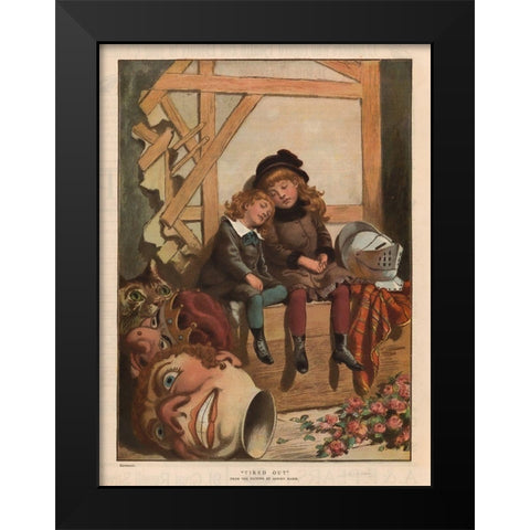 Tired Out Black Modern Wood Framed Art Print by Christmas Number of The Graphic