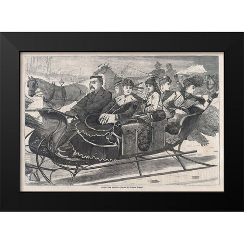 Harpers Weekly Christmas Belles Black Modern Wood Framed Art Print by Homer, Winslow