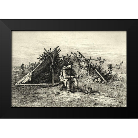 A Christmas Dinner Black Modern Wood Framed Art Print by Forbes, Edwin