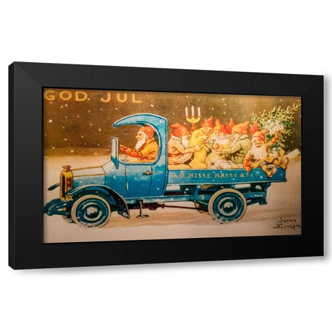 Christmas postcard Black Modern Wood Framed Art Print by Nystrom, Jenny