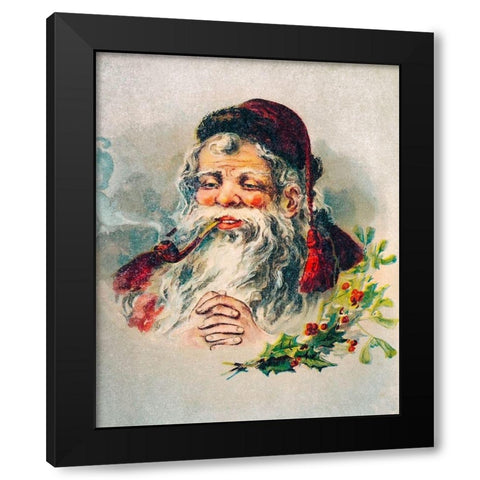 Vintage Santa Claus Illustration Black Modern Wood Framed Art Print with Double Matting by McLoughlin Brothers