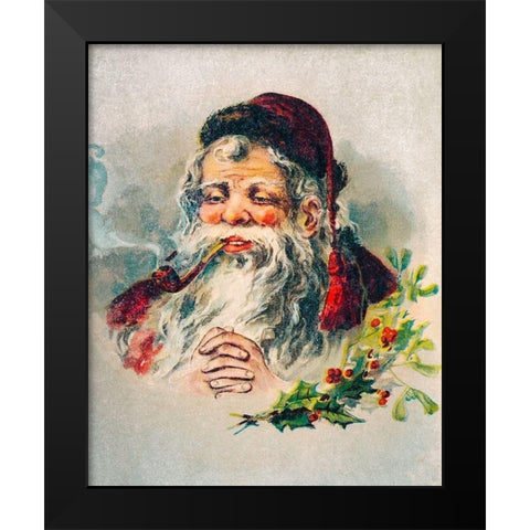 Vintage Santa Claus Illustration Black Modern Wood Framed Art Print by McLoughlin Brothers