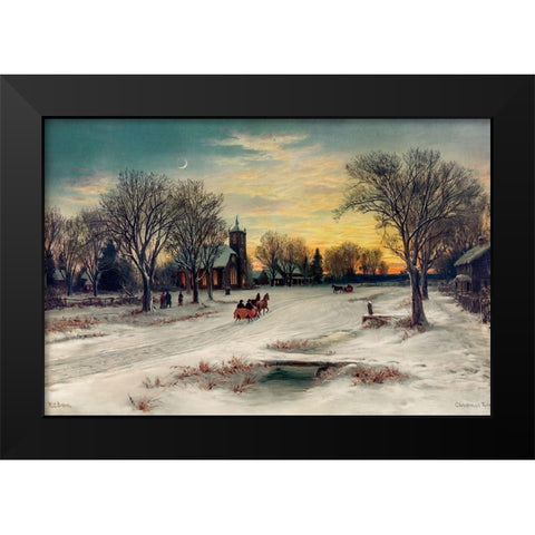 Christmas Eve Black Modern Wood Framed Art Print by Bauer, W. C.