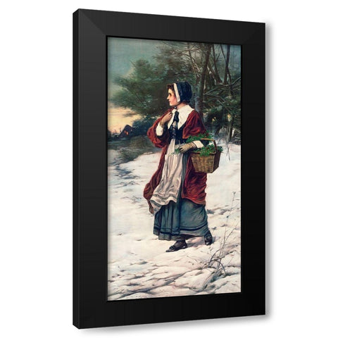 Christmas Morning Black Modern Wood Framed Art Print with Double Matting by American Lithographic Co